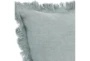 22X22 Aqua Blue Linen + Cotton Fringe Edge Throw Pillow - Detail