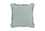 22X22 Aqua Blue Linen + Cotton Fringe Edge Throw Pillow - Signature