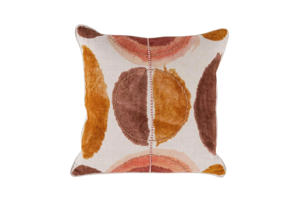 22X22 Red Clay + Chestnut Multi Watercolor Stitched Throw Pillow