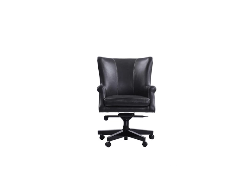 Beau Black Leather Rolling Office Desk Chair - 360