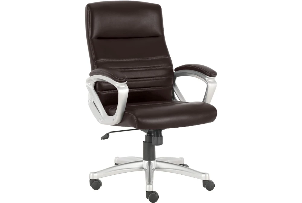 Vincent Brown Faux Leather Rolling Office Desk Chair