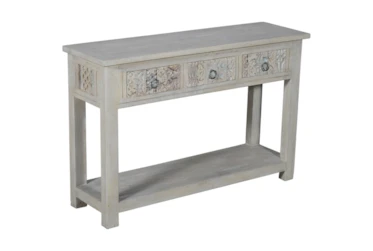 Carved Whitewash 3 Drawer Console