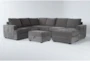 Bonaterra Charcoal 127" 2 Piece Sectional with Right Arm Facing Sofa Chaise & Storage Ottoman - Signature