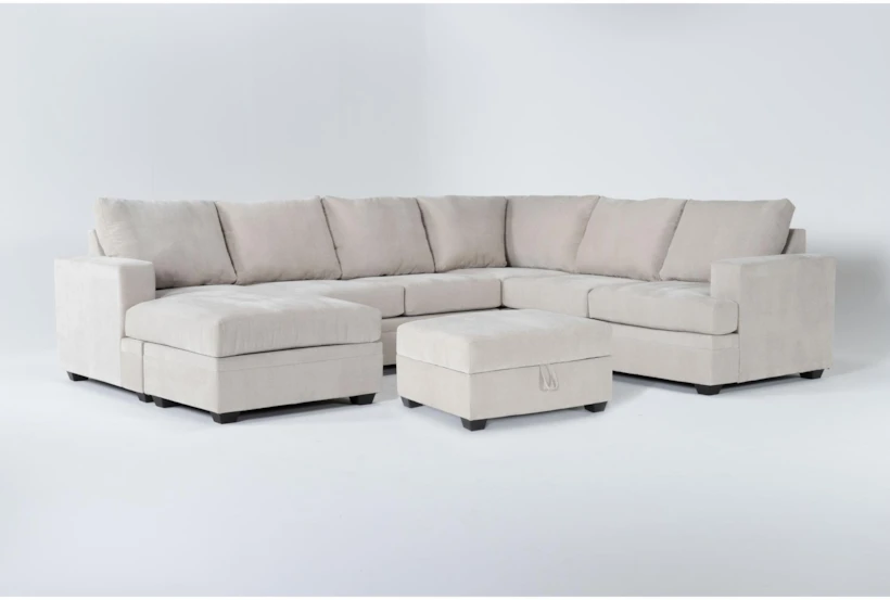 Bonaterra Sand 127" 2 Piece Sectional with Left Arm Facing Sofa Chaise & Storage Ottoman - 360
