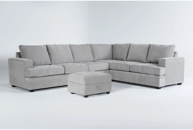 Bonaterra Dove 127" 2 Piece Sectional with Left Arm Facing Sofa & Storage Ottoman - 360