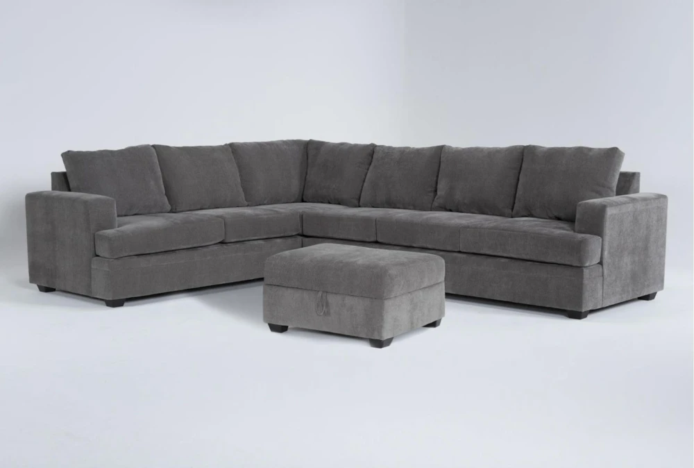 Bonaterra Charcoal 127" 2 Piece Sectional with Right Arm Facing Sofa & Storage Ottoman