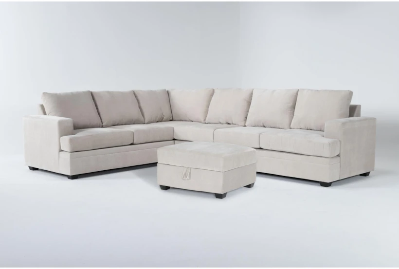 Bonaterra Sand 127" 2 Piece Sectional with Right Arm Facing Sofa & Storage Ottoman - 360