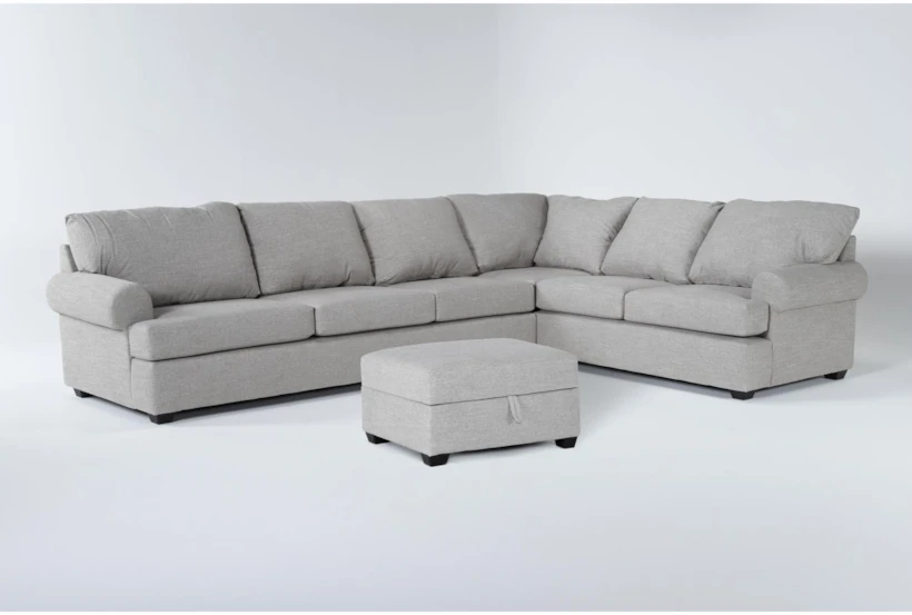 Hampstead Dove 137" 2 Piece Sectional With Left Arm Facing Sofa & Storage Ottoman - 360