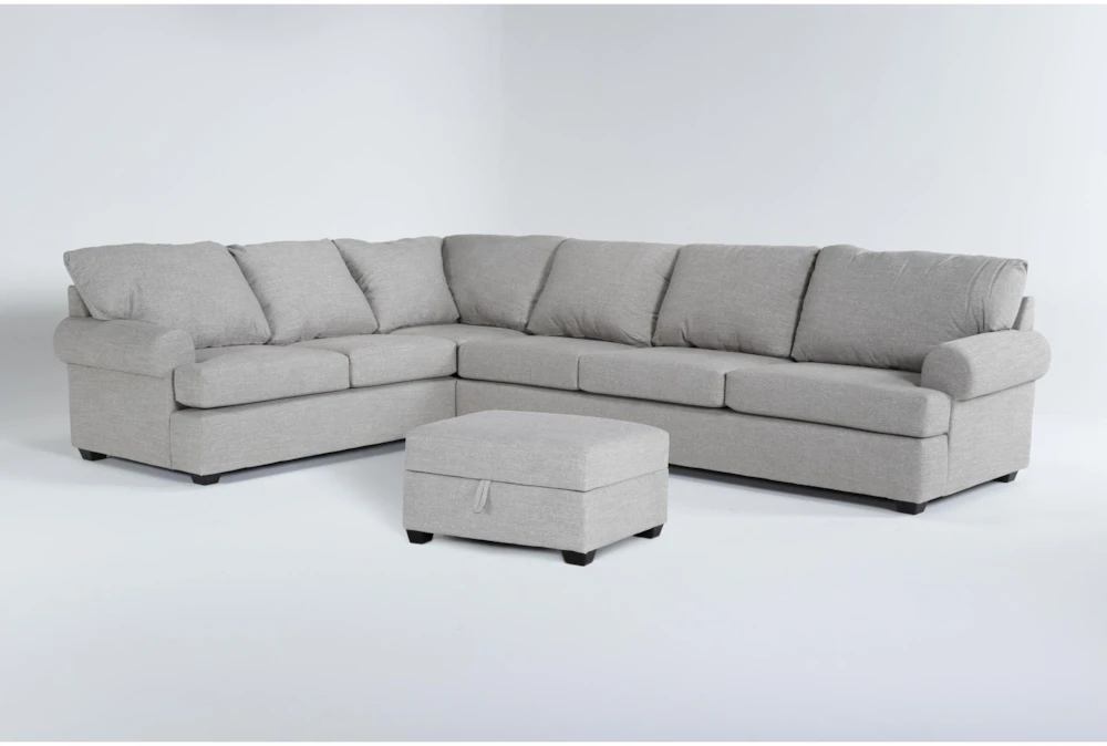 Hampstead Dove 2 Piece Sectional With Right Arm Facing Sofa & Storage Ottoman