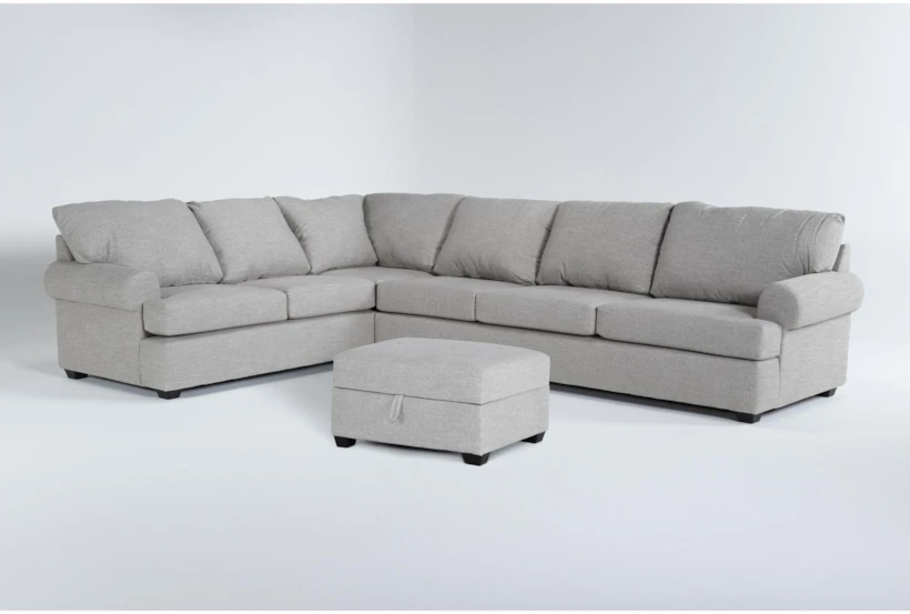 Hampstead Dove 139" 2 Piece Sectional with Right Arm Facing Sofa & Storage Ottoman - 360