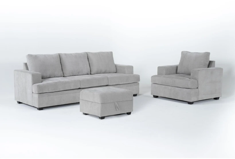 Bonaterra Dove 3 Piece Sofa, Chair & Storage Ottoman Set - 360