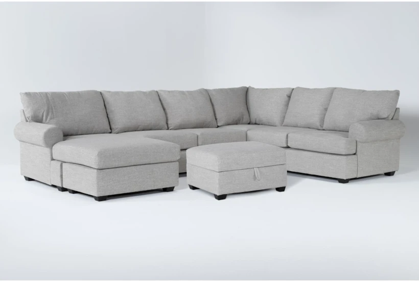 Hampstead Dove 2 Piece Sectional With Left Arm Facing Chaise & Storage Ottoman - 360