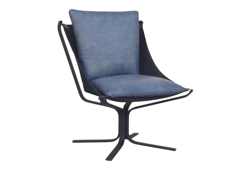 Leather Sling + Metal Base Accent Chair - 360