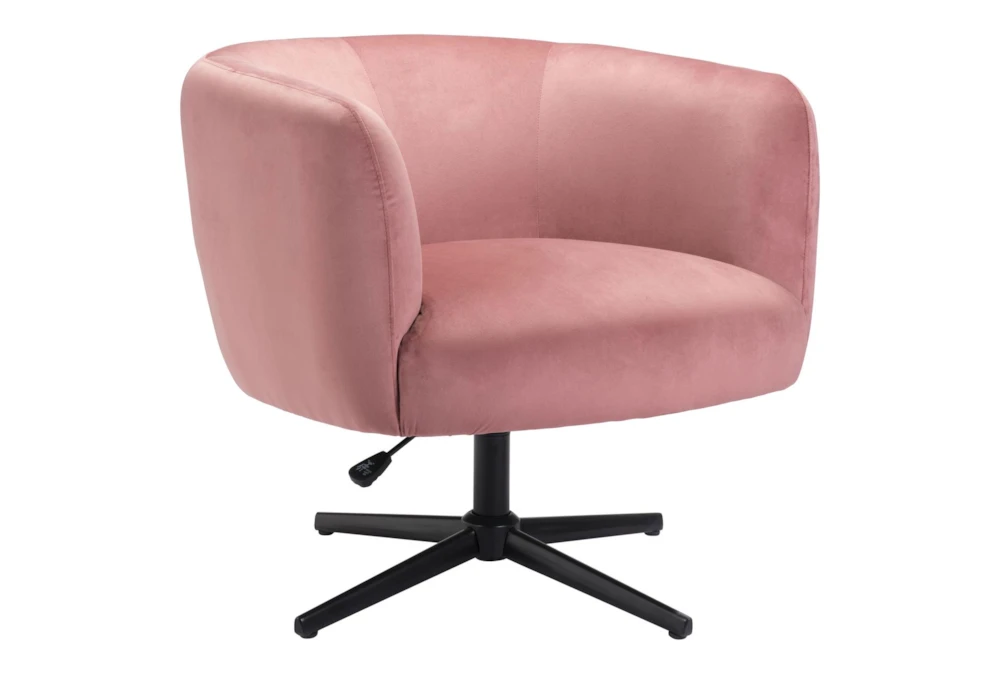 Elie Velvet Blush Pink Swivel Office Desk Chair No Wheels