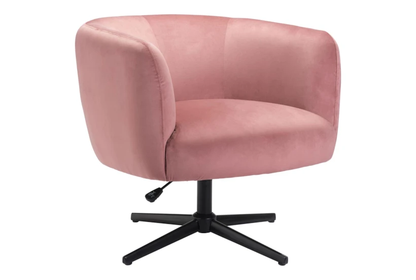 Elie Velvet Blush Pink Swivel Office Desk Chair No Wheels - 360