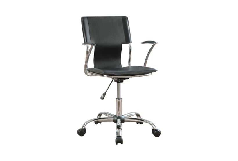 Shay Black + Chrome Adjustable Office Chair - 360