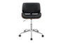 Ronnie Black Faux Leather + Wood Adjustable Rolling Office Desk Chair - Front