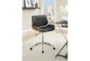 Ronnie Black Faux Leather + Wood Adjustable Rolling Office Desk Chair - Room