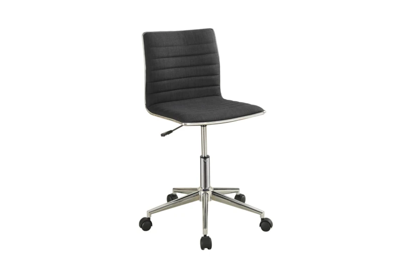 Ciji Black + Chrome Adjustable Rolling Office Desk Chair - 360
