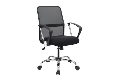 Milan Black + Chrome With Mesh Backrest Office Chair - Main