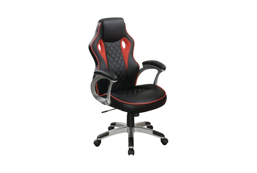 Luca Black + Red Rolling Office Gaming Desk Chair - 360