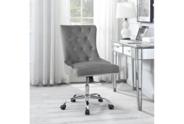 Zeon Grey + Chrome Tufted Back Office Chair