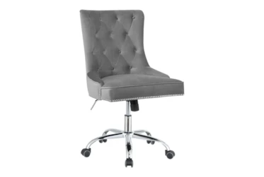Zeon Grey + Chrome Tufted Back Office Chair