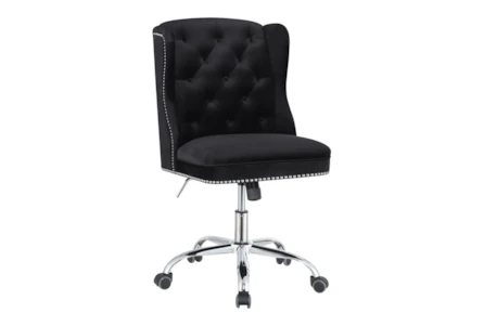 Emily Black + Chrome Upholstered Tufted Office Chair