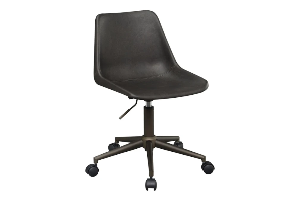 May Brown Faux Leather Adjustable Rolling Office Desk Chair