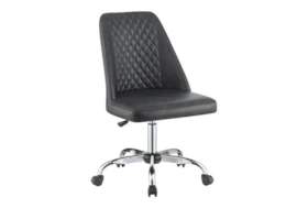 Aida Grey + Chrome Upholstered Tufted Back Office Chair