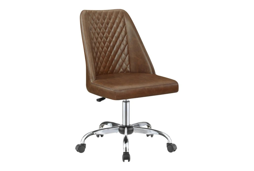 Maine Brown Faux Leather Tufted Back Office Chair - 360