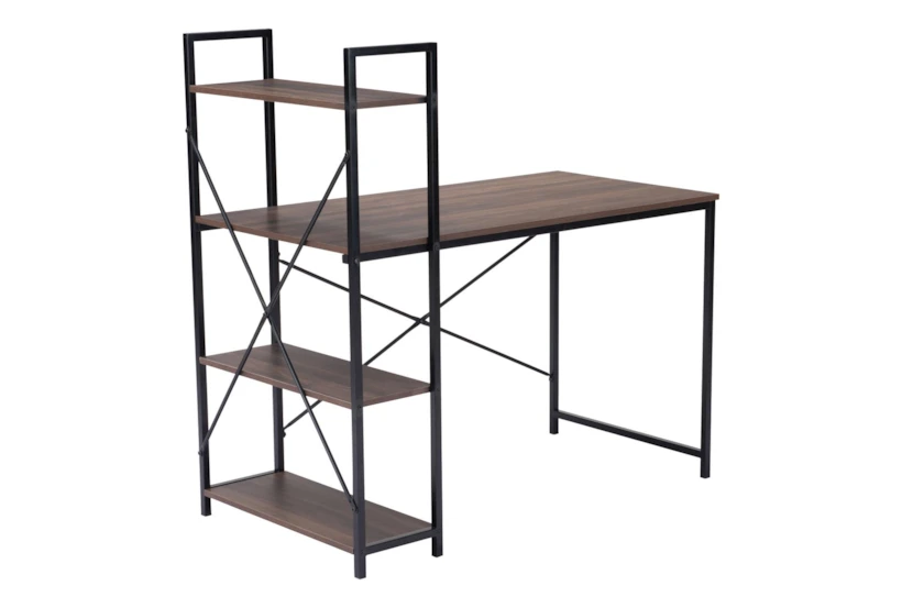 Gulana Brown + Black 48" Desk With 3 Shelves - 360