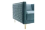 Veda Sea Blue Velvet Basketweave Accent Chair - Detail