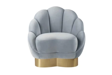 Lotus Sea Blue Velvet Accent Chair