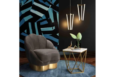 Lotus Light Grey Velvet Accent Chair