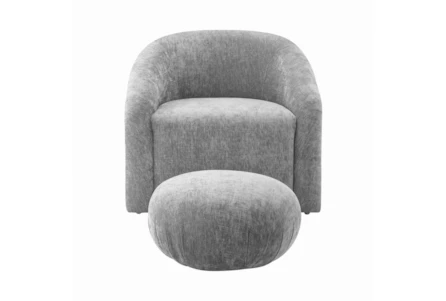 Maisy Grey Chenille Accent Chair + Ottoman Set