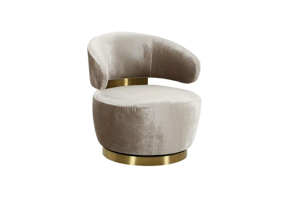 Charlyn Champagne Velvet Swivel Accent Arm Chair