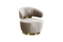 Charlyn Champagne Velvet Swivel Accent Arm Chair - Signature