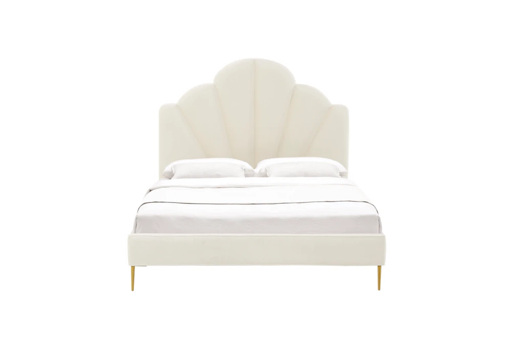 Bridgette Cream King Velvet Upholstered Platform Bed