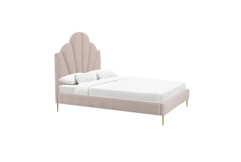 Bridgette Blush Full Velvet Upholstered Platform Bed - 360