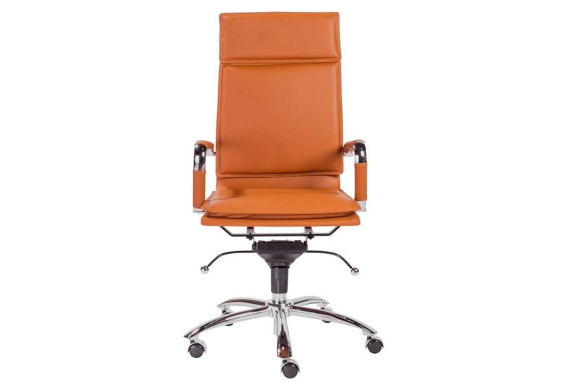 Glendon Cognac Faux Leather Pro High Back Rolling Office Desk Chair - 360