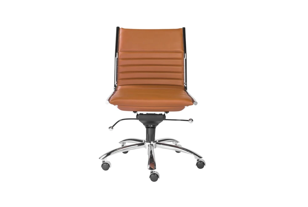 Sawtelle Faux Leather Cognac Low Back Armless Rolling Office Desk Chair