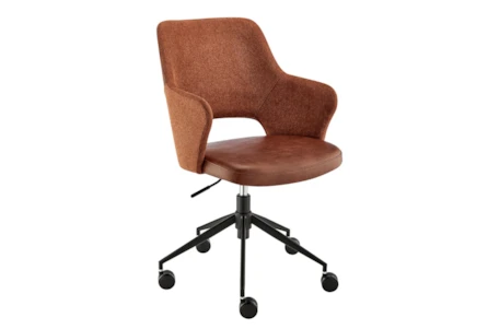 Valita Orange Fabric & Dark Brown Faux Leather Office Chair