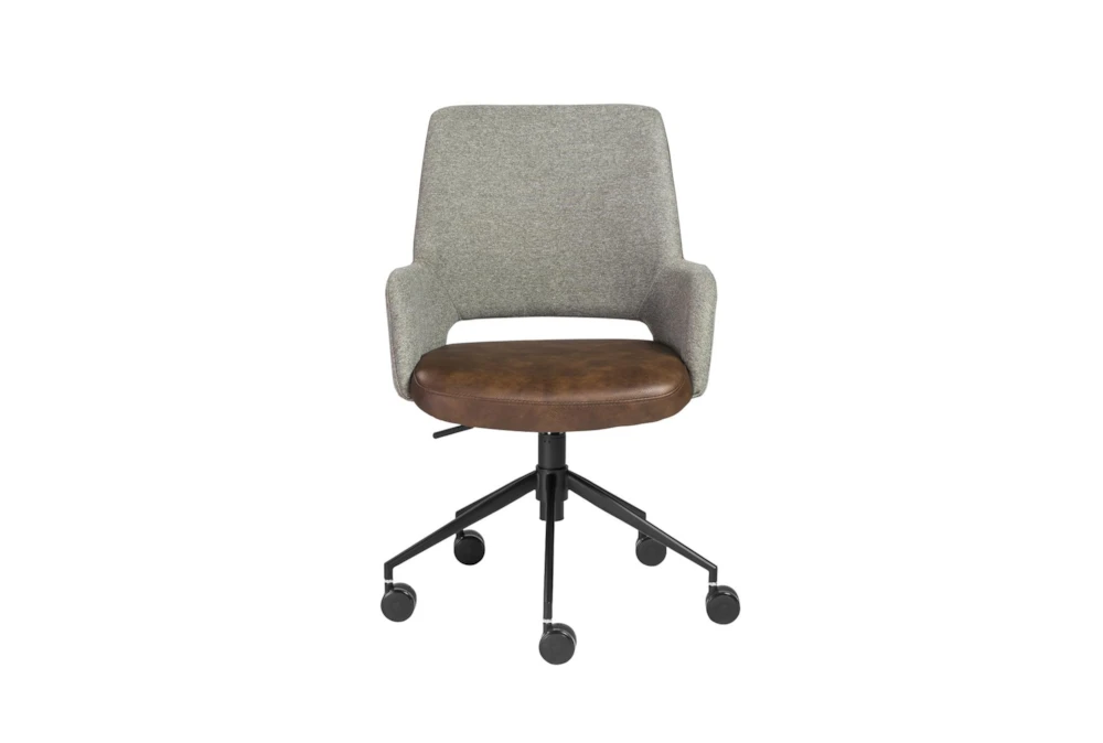 Mayfield Gray Fabric & Brown Faux Leather Rolling Office Desk Chair