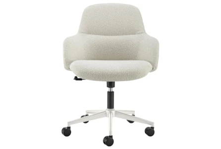 Wellesley Ivory Fabric Office Chair With White Base