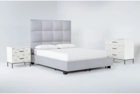 Boswell 3 Piece California King Upholstered Storage Bedroom Set With Elden II Bachelors Chest + 2 Drawer Nightstand