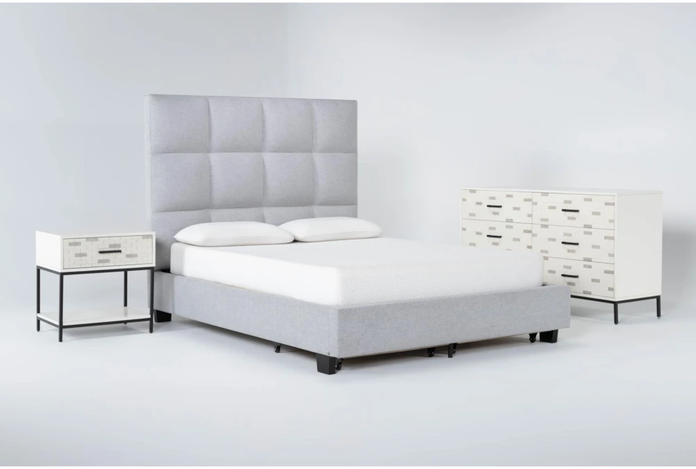 Boswell California King Upholstered Storage 3 Piece Bedroom Set With Elden II Dresser + 1 Drawer Nightstand