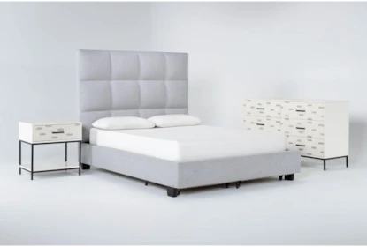 Boswell California King Upholstered Storage 3 Piece Bedroom Set With Elden II Dresser + 1 Drawer Nightstand - Signature