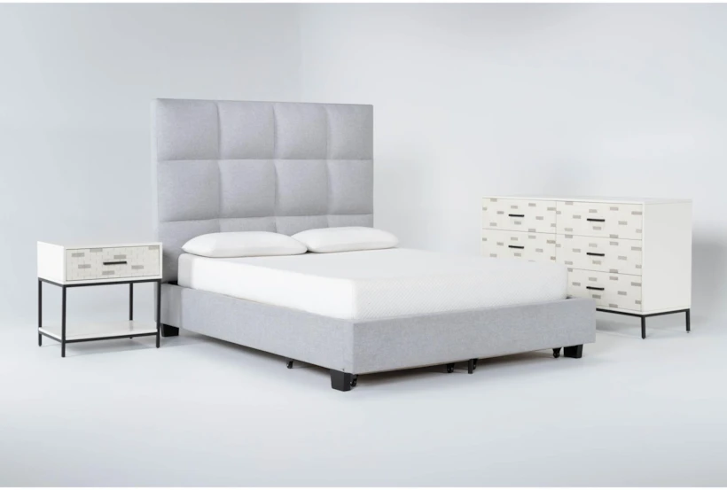 Boswell 3 Piece California King Upholstered Storage Bedroom Set With Elden II Dresser + 1 Drawer Nightstand - 360