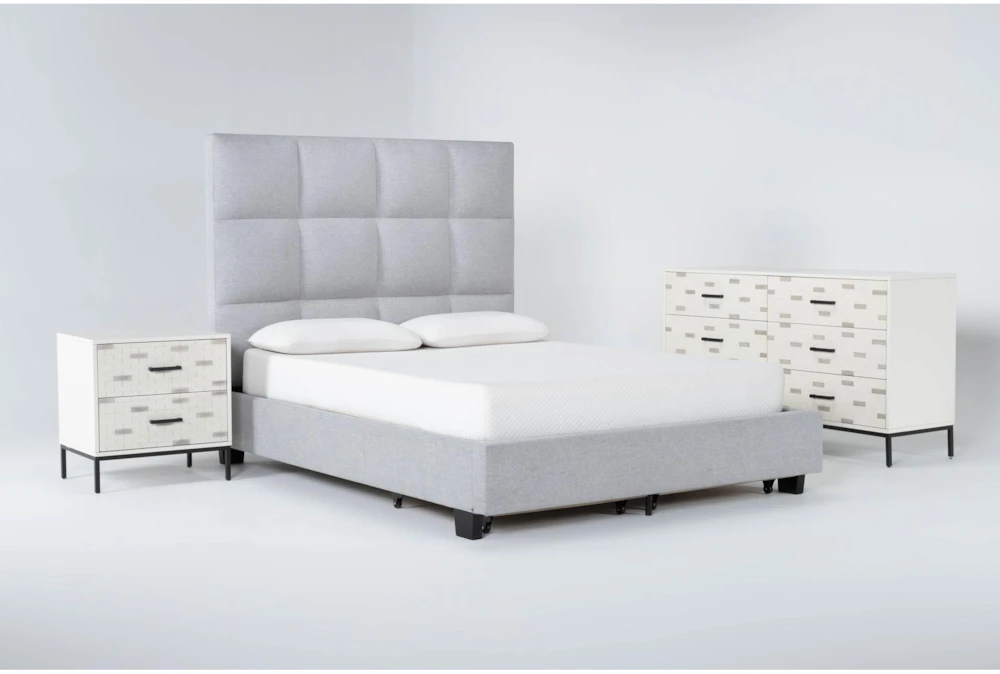Boswell California King Upholstered Storage 3 Piece Bedroom Set With Elden II Dresser + 2 Drawer Nightstand